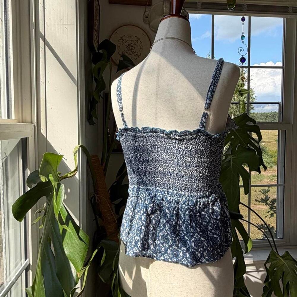 Boho Floral Ruched Ruffle Top Small - Picture 5 of 6